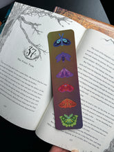 Load image into Gallery viewer, Rainbow Skull Beetles and Moth Bookmark
